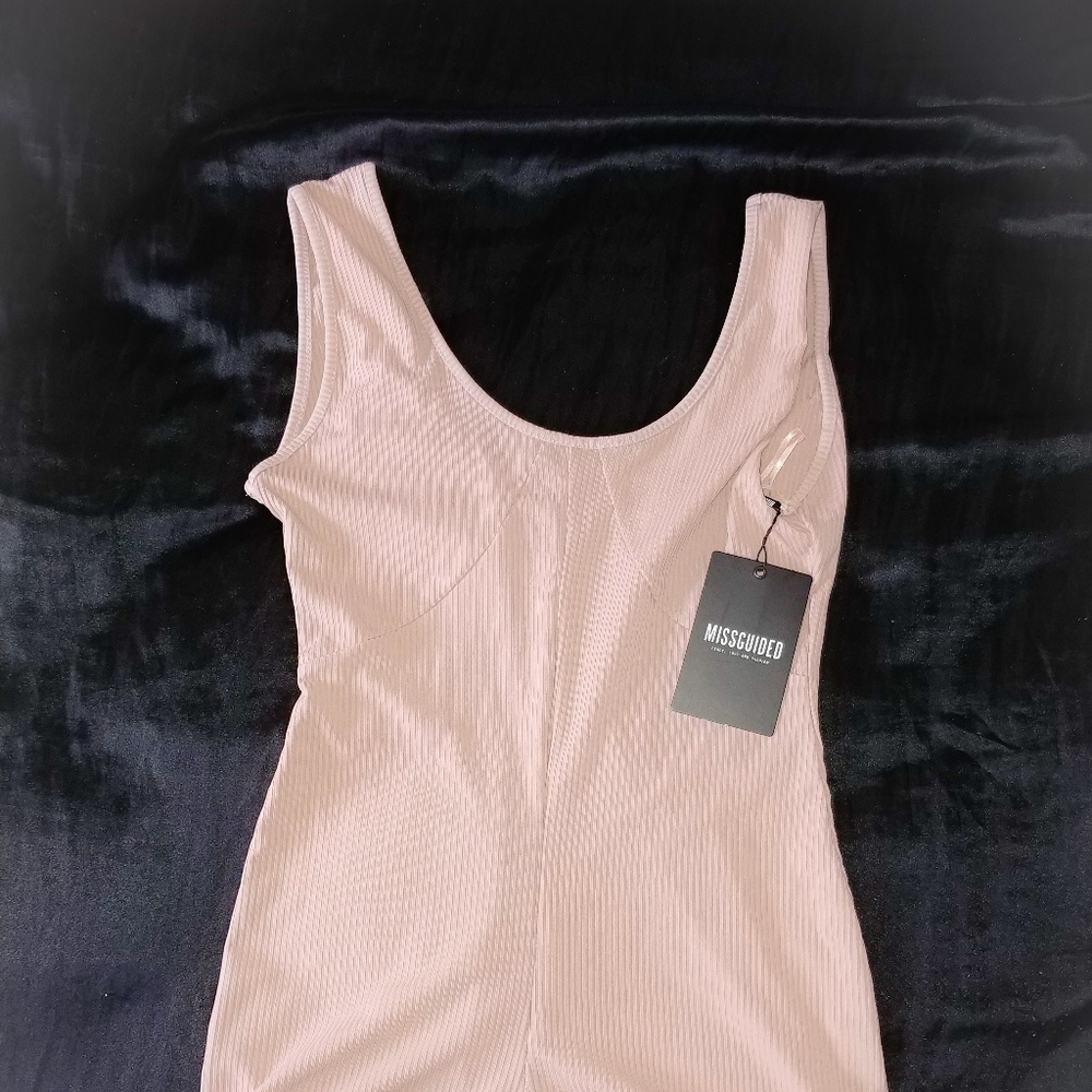 Missguided ribbed onesie romper stretch nude nwt - Picture 5 of 5